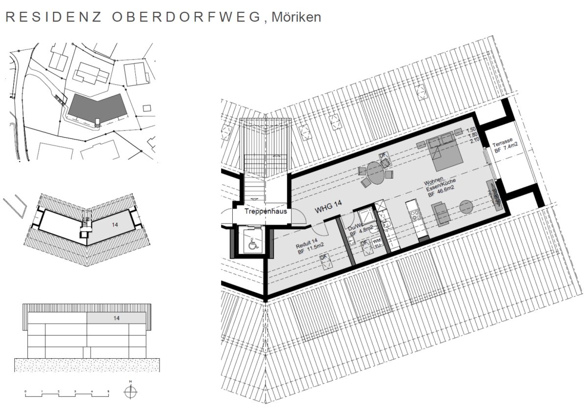 Plan 2. Dachgeschoss 1 ½-Zimmer-Wohnung 14